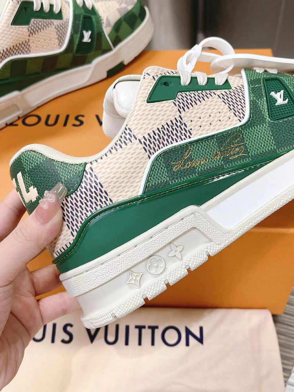 LOUIS VUITTON TRAINER WHITE/GREY/BROWN/GREEN