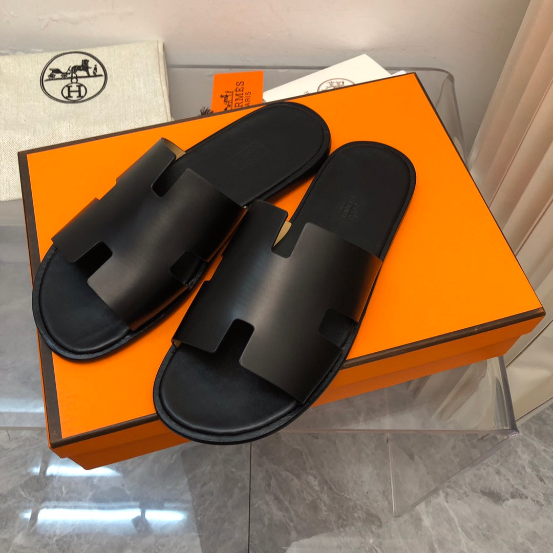 Hermes Izmir Sandal Noir Smooth Calfskin Leather