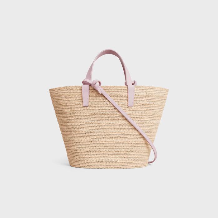 Bolsa CELINE Medium supple panier in raffia and calfskin