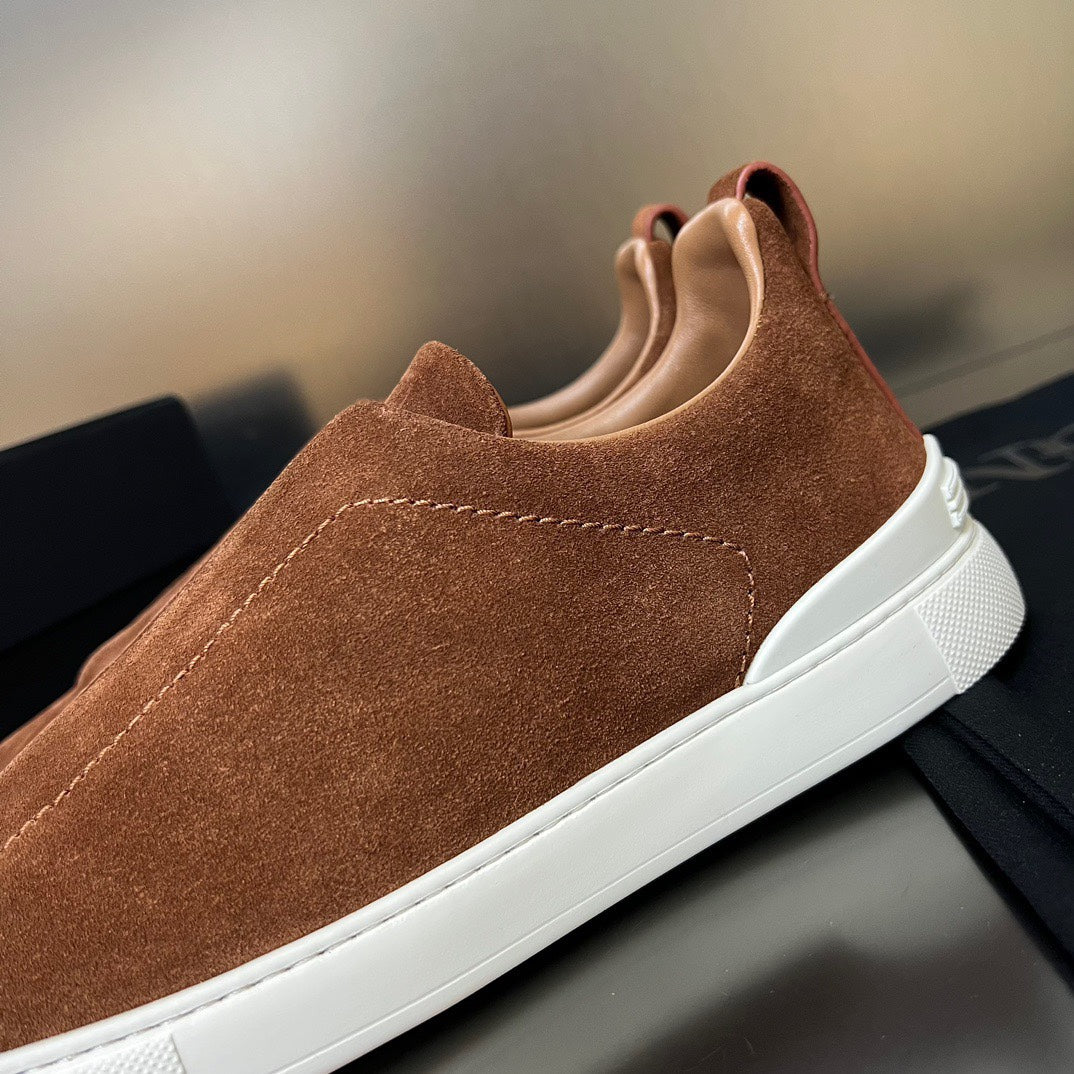 ZEGNA Suede Triple Stitch Sneakers