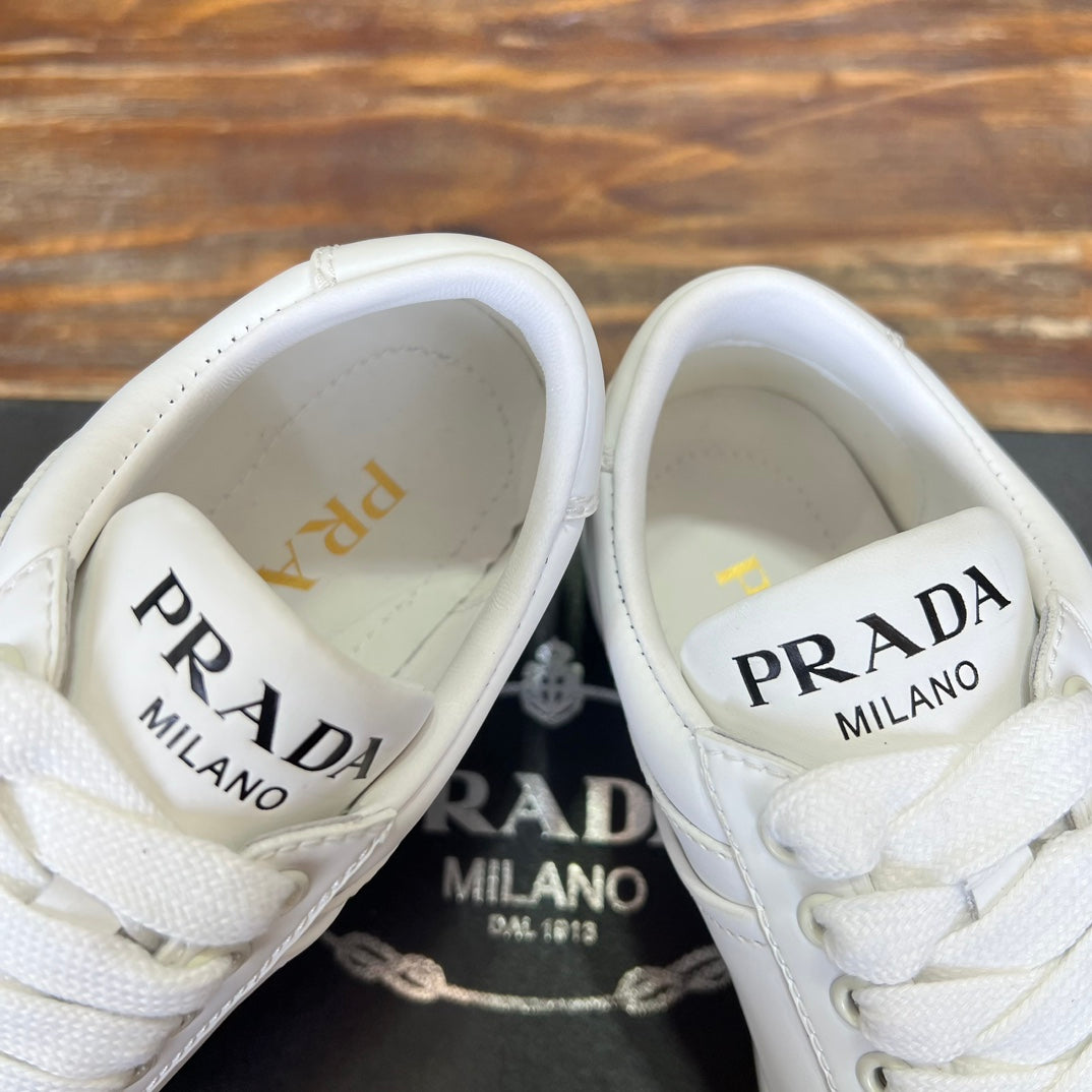 Prada Downtown  Bold  Leather  Sneakers  White