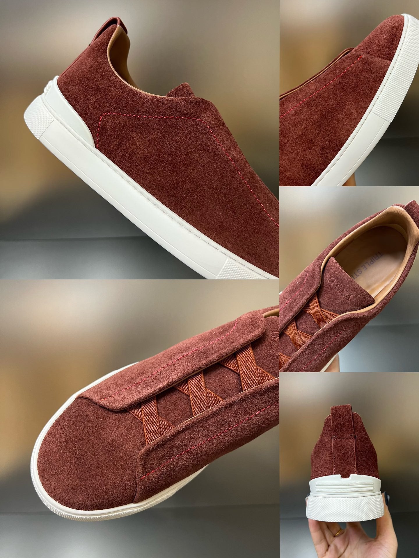 ZEGNA Suede Triple Stitch Sneakers