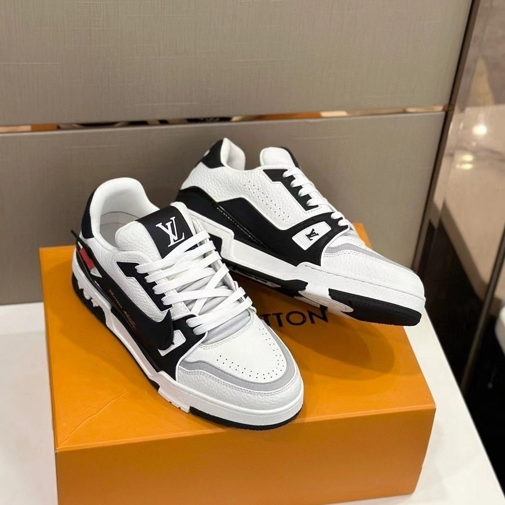 LOUIS VUITTON TRAINER SNEAKER LOW LV WHITE/BLACK