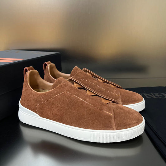 ZEGNA Suede Triple Stitch Sneakers