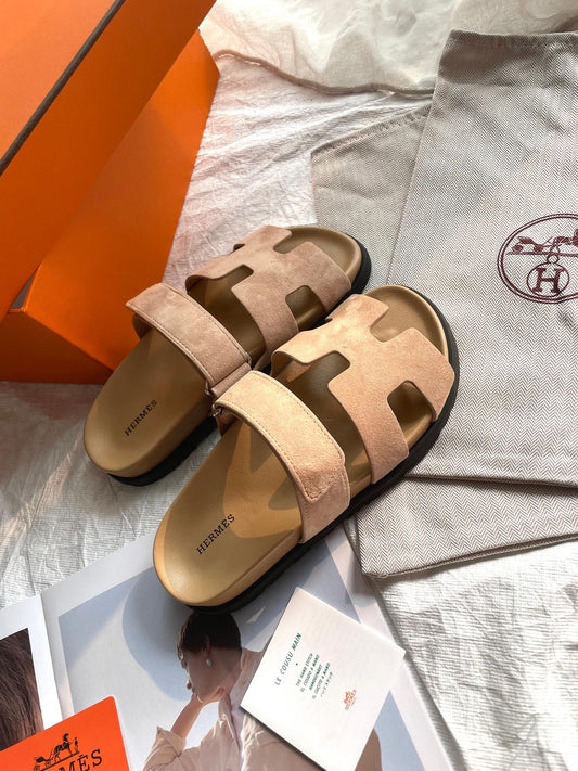 Hermès Women's Chypre Suede Sandal In Beige Argile