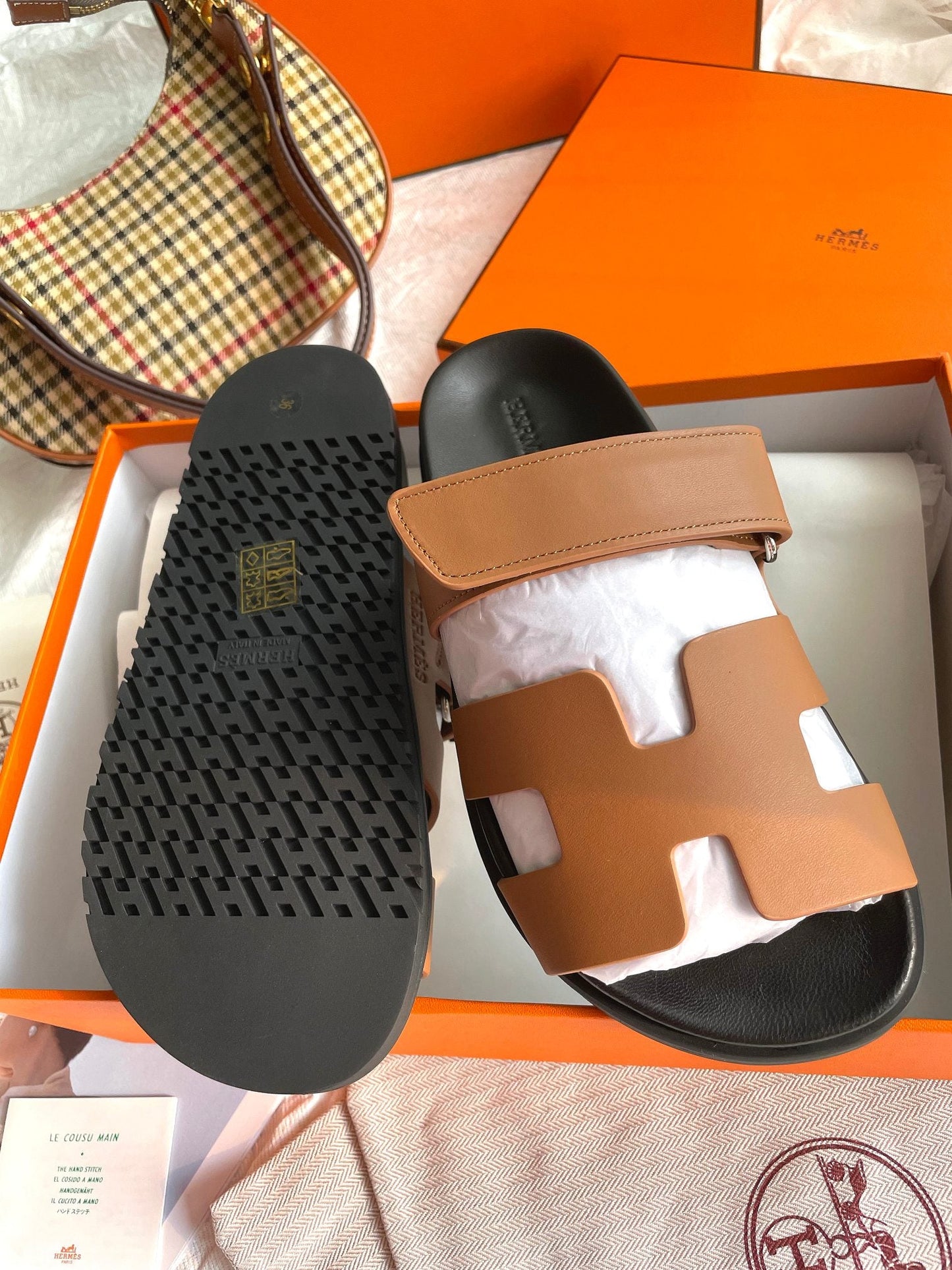 Hermes Chypre Sandal Naturel Black Smooth Calfskin Leather