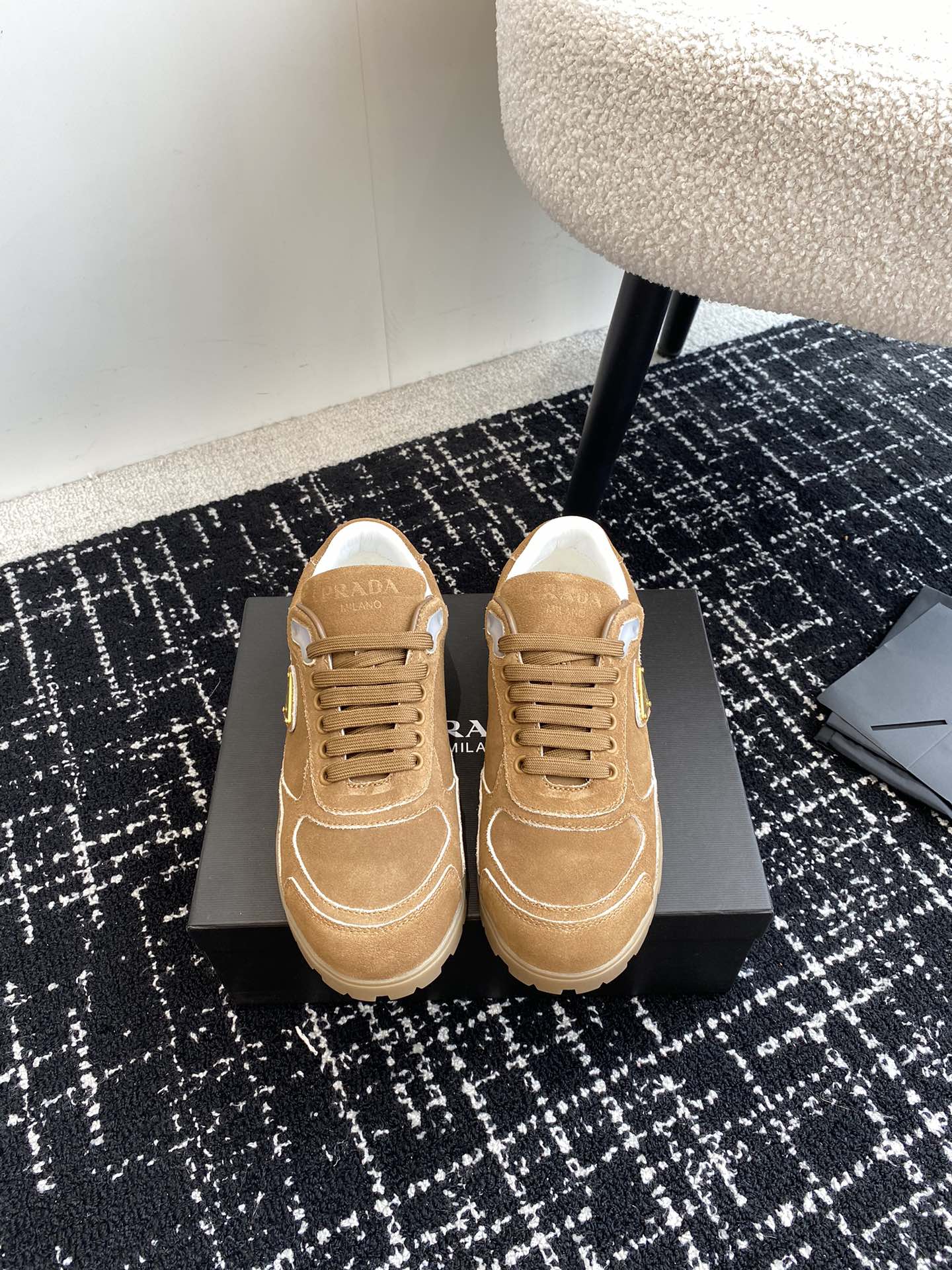 Prada Trail faded suede sneakers