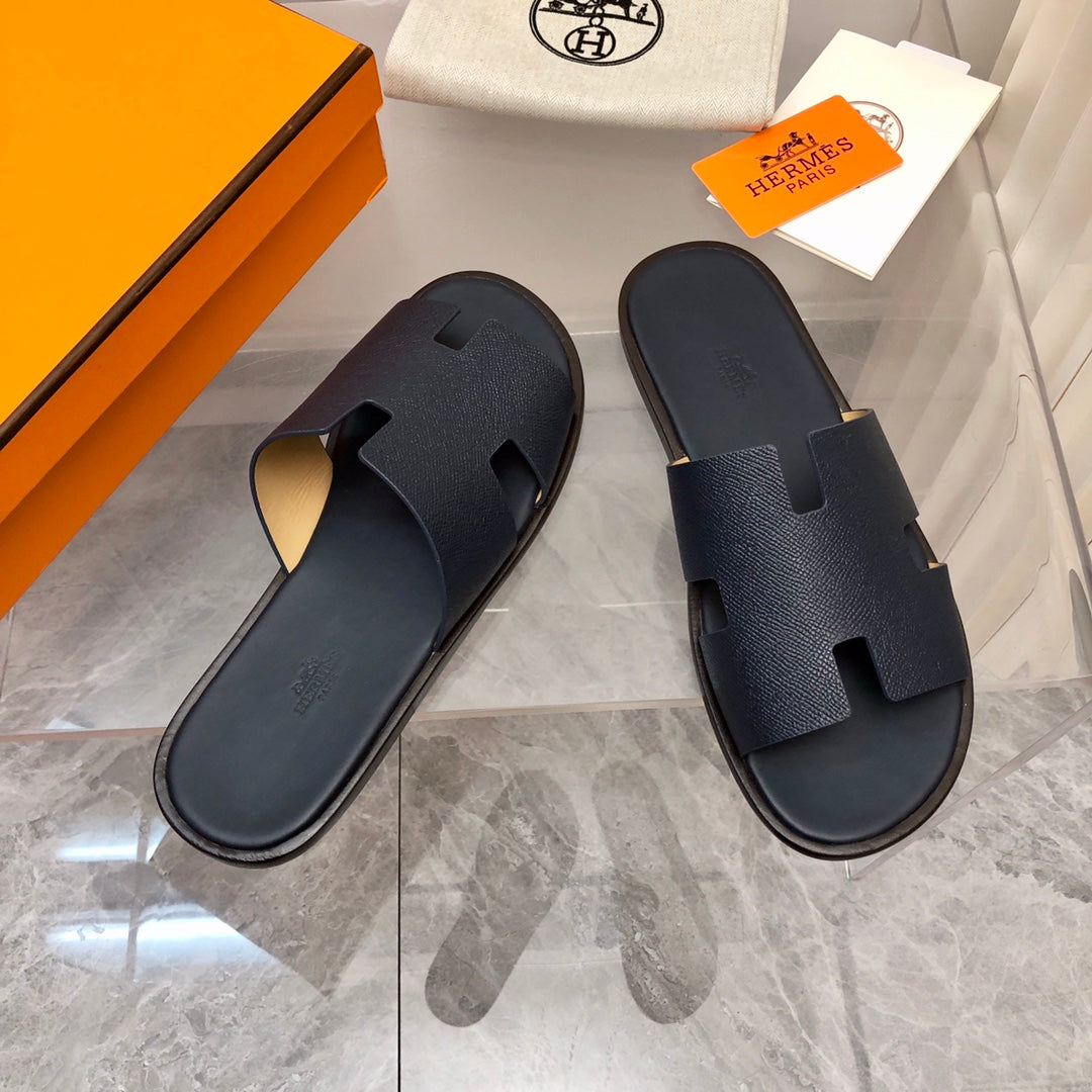 Hermes Izmir Sandal Noir Smooth Calfskin Leather