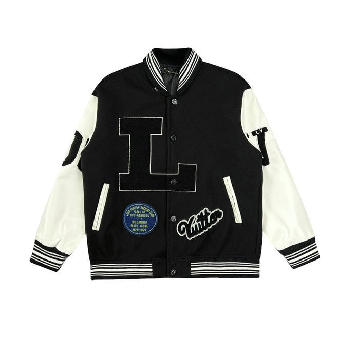 Jacket Varsity Black White