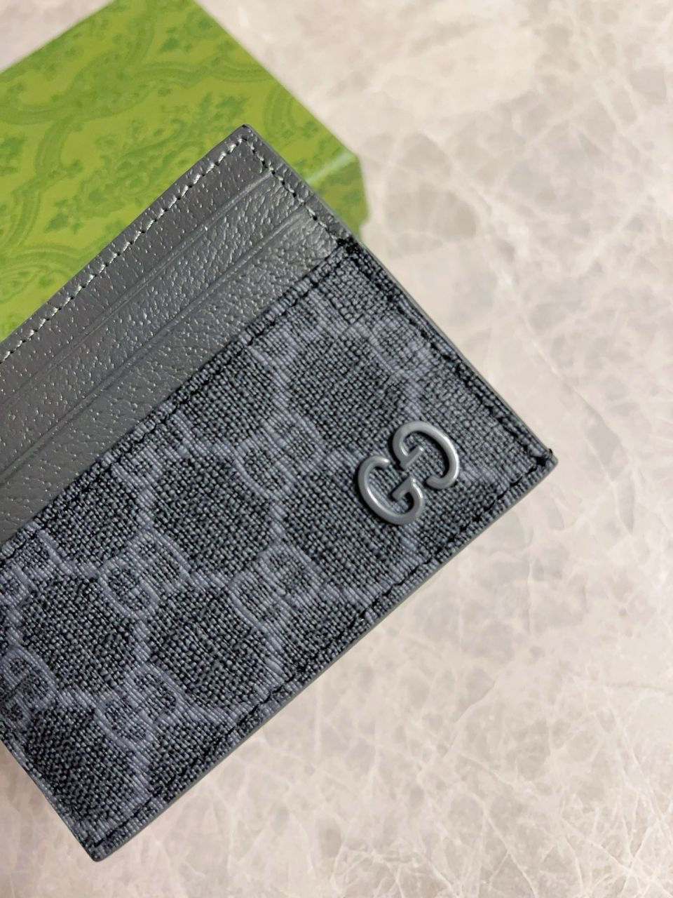 Gucci GG Card Case Detail In Black GG Supreme