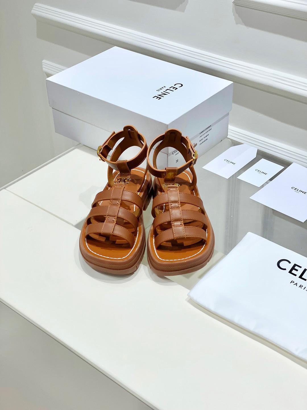 CELINE CLEA TRIOMPHE GLADIATOR ANDALIA IN CALF LEATHER - VEGETABLE TANNING