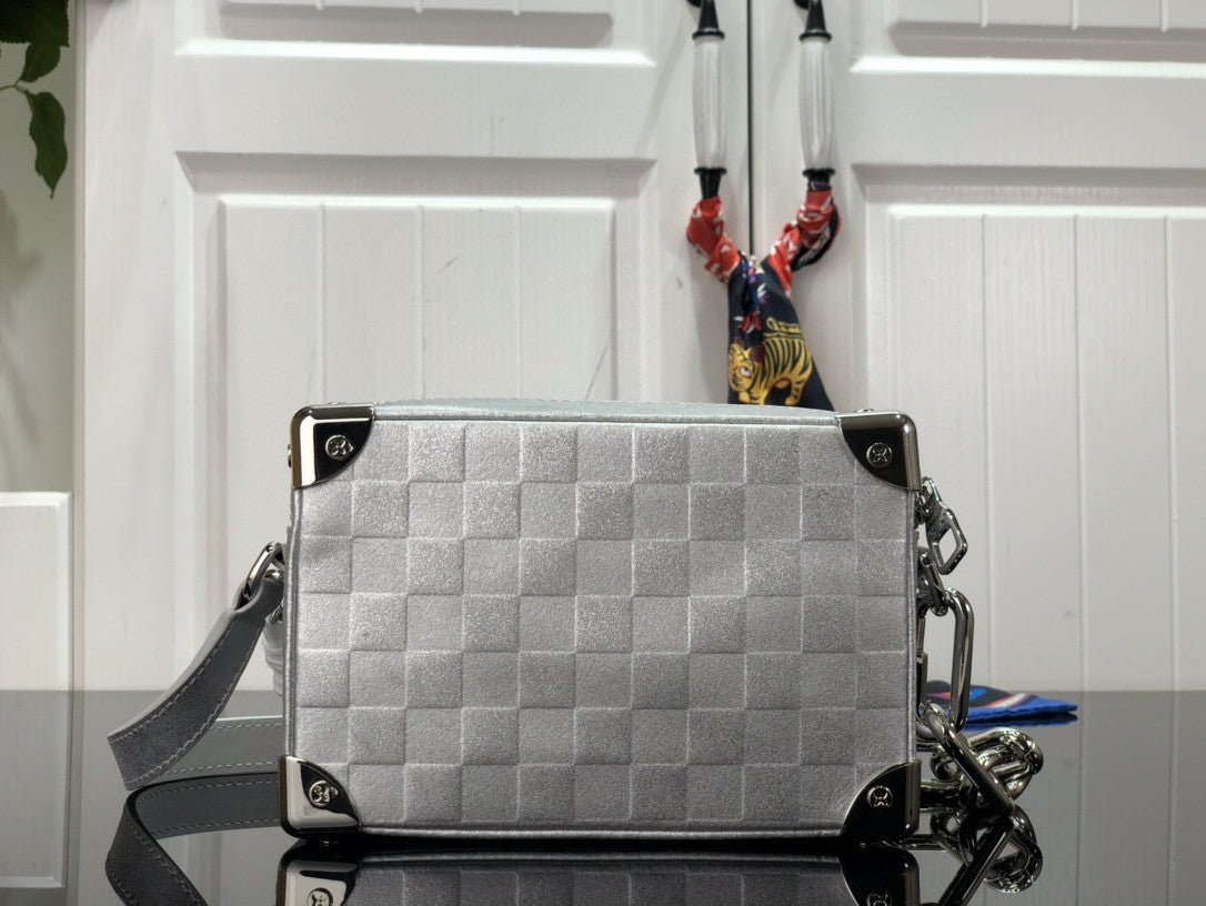 Lv Mini Soft Trunk Glitter Silver