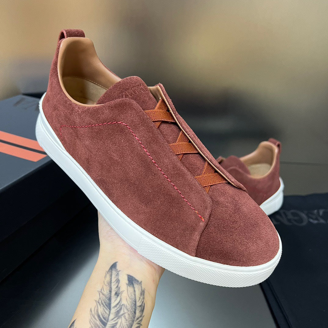 ZEGNA Suede Triple Stitch Sneakers