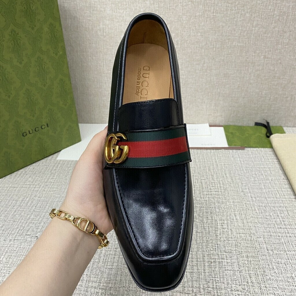 Gucci Plain Leather Loafers Black (Pronta entrega)