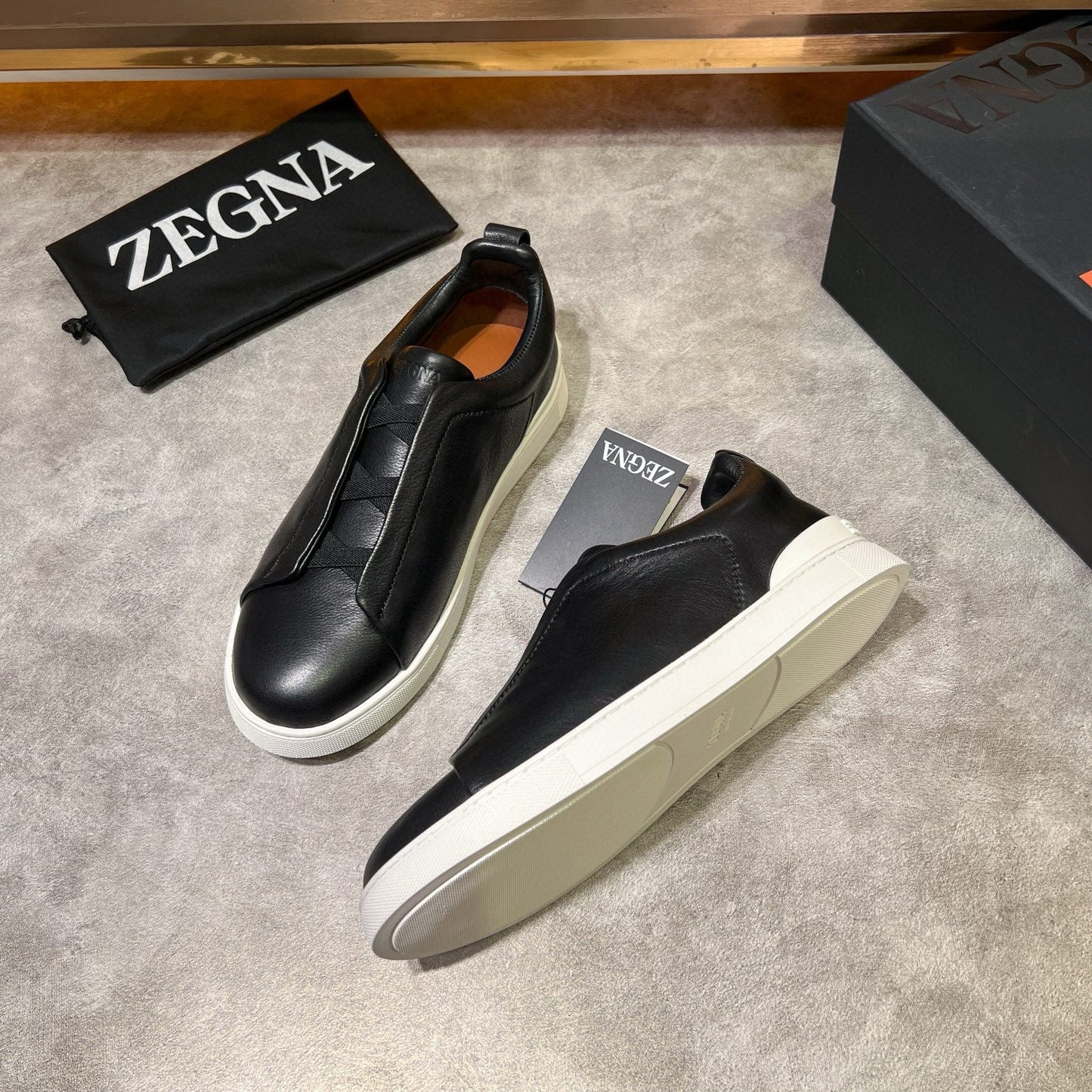 Tênis Zegna Triple Stitch Sneakers SecondSkin Black