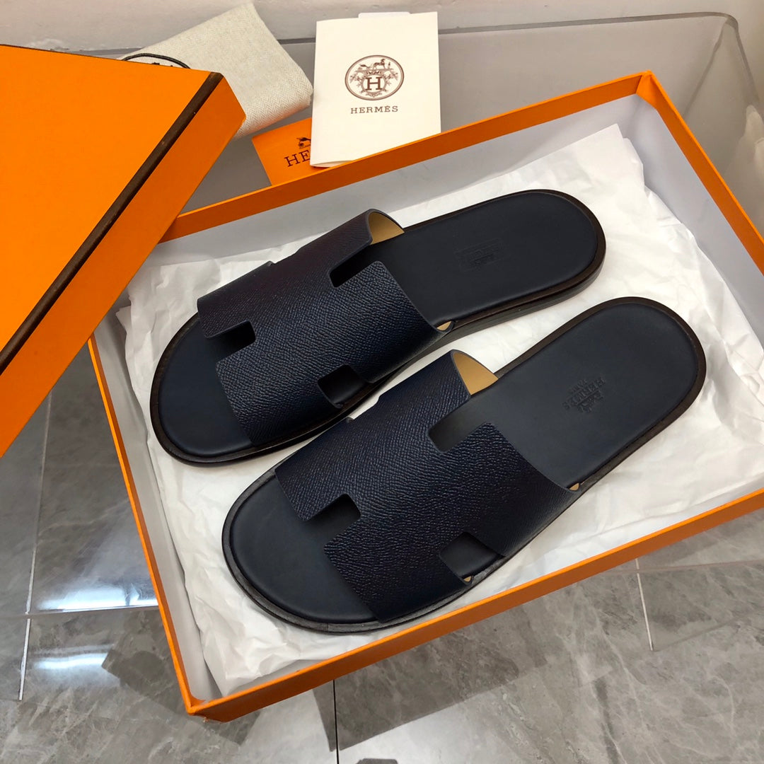 Hermes Izmir Sandal Noir Smooth Calfskin Leather