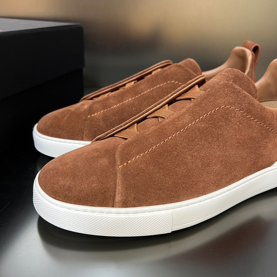 ZEGNA Suede Triple Stitch Sneakers