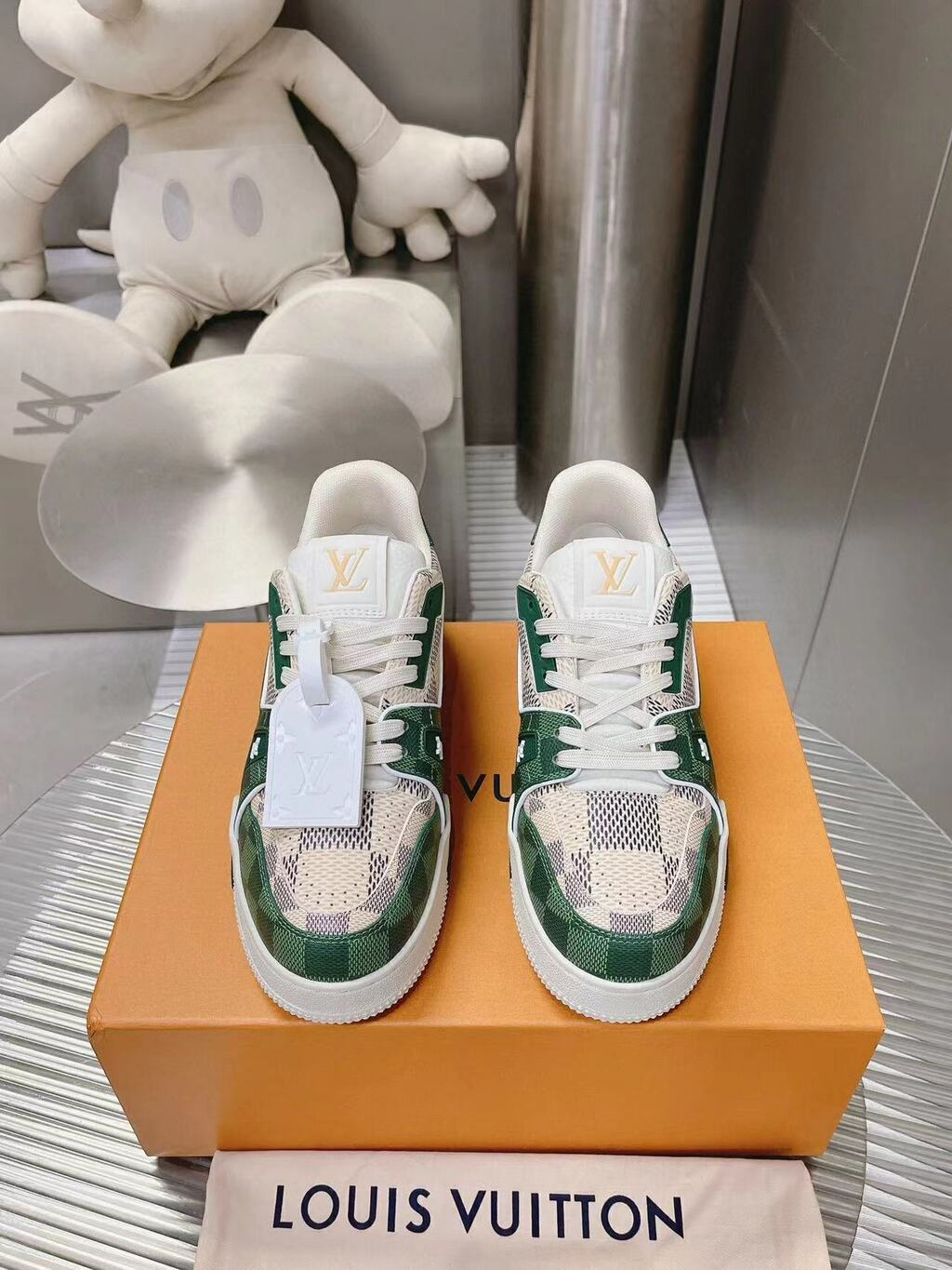 LOUIS VUITTON TRAINER WHITE/GREY/BROWN/GREEN