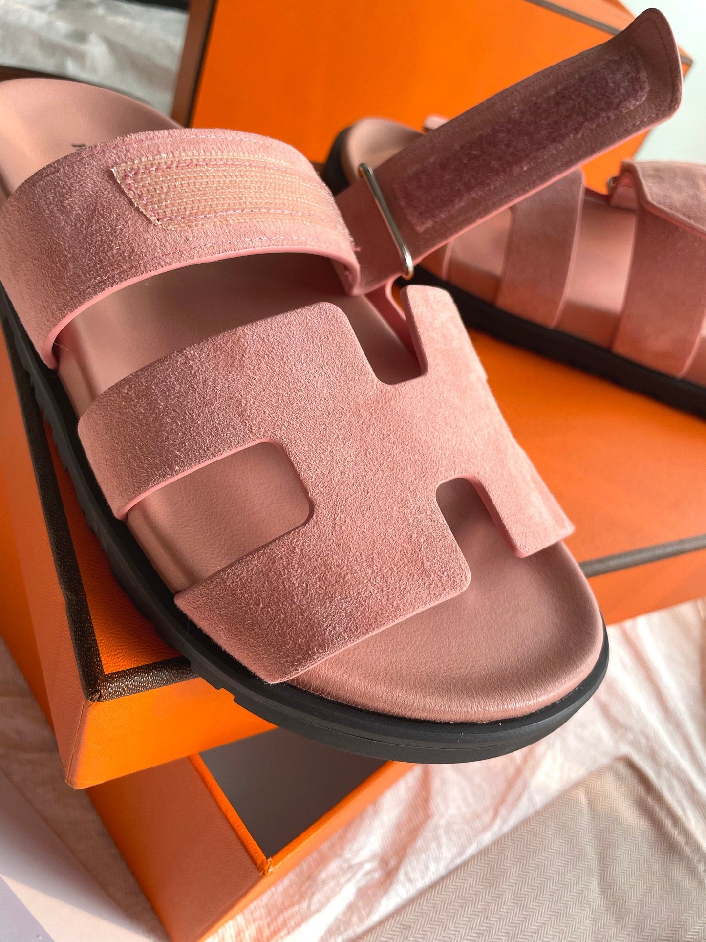 Hermes Chypre Sandal Rosé Calfskin Leather