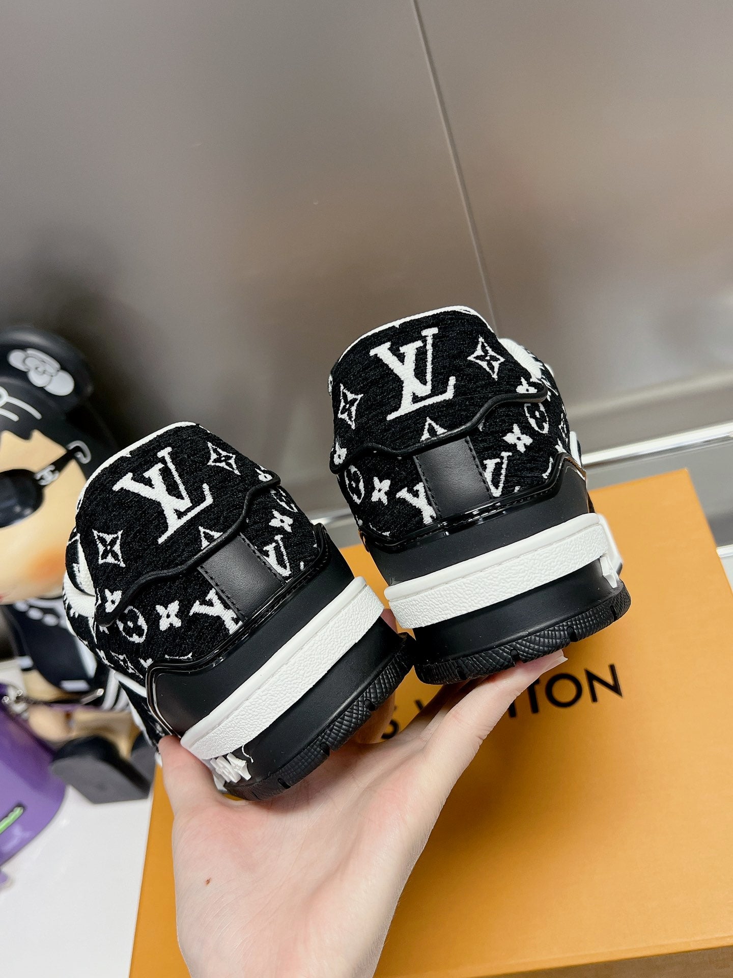 Lv Trainer Black Monogram Textile