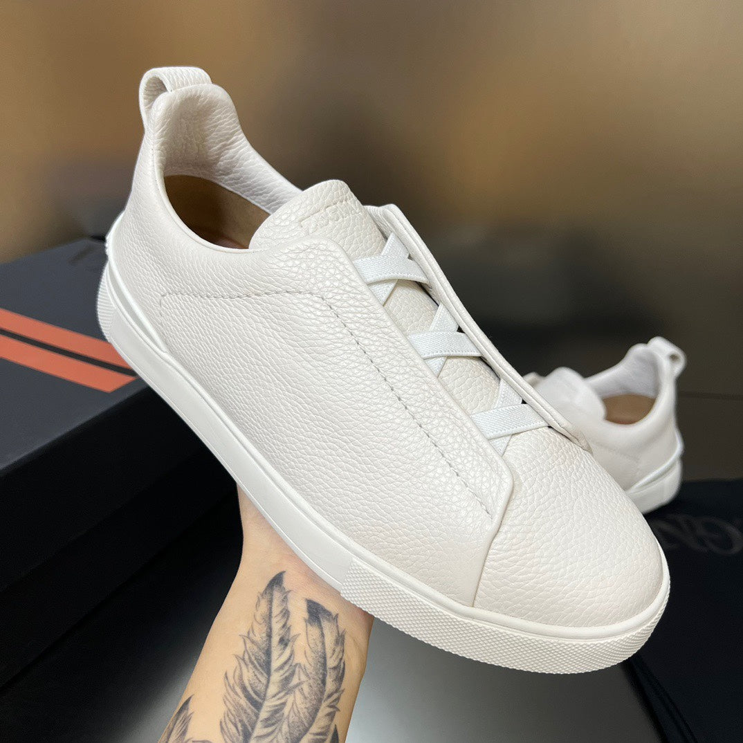 ZEGNA Triple Stitch Sneakers All White