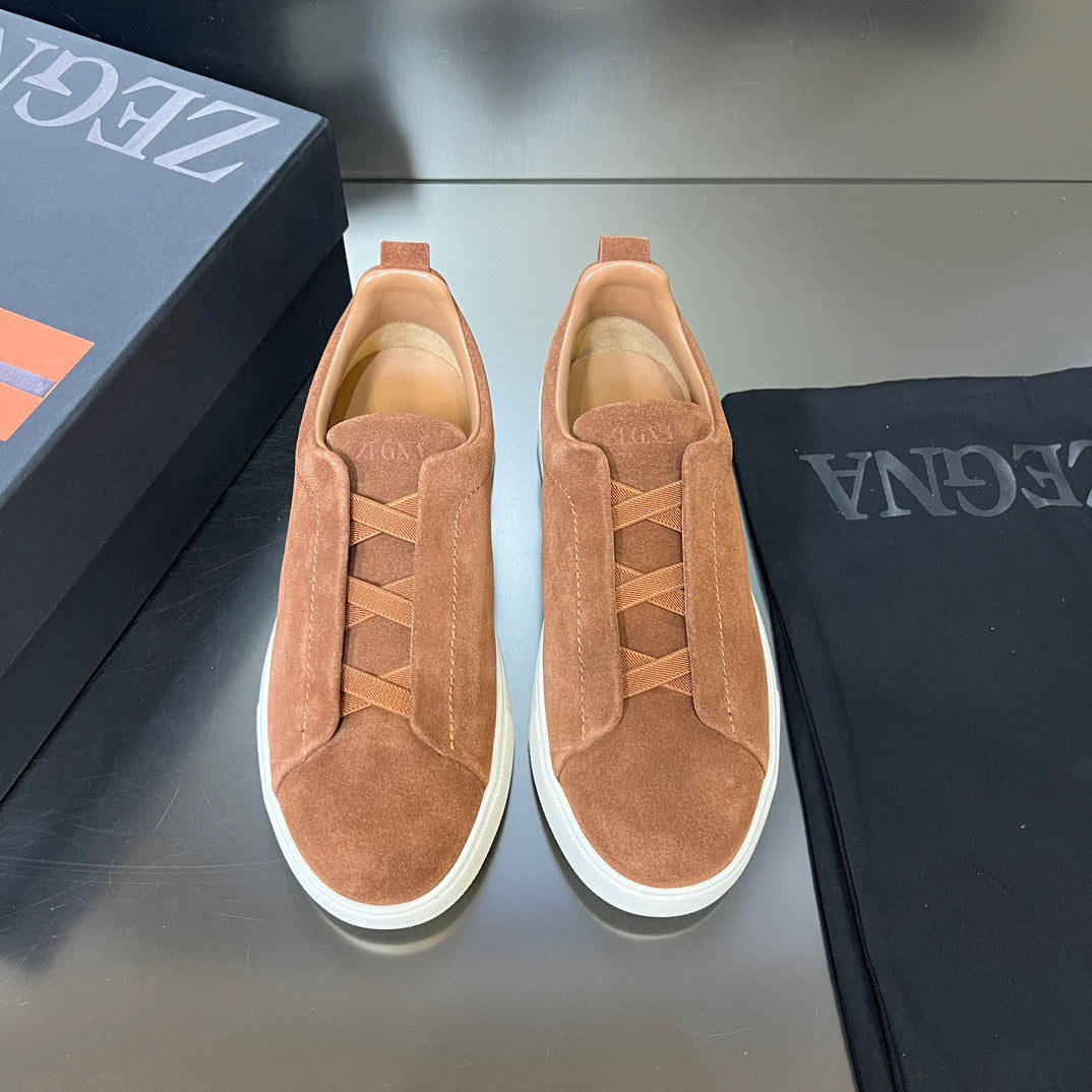 ZEGNA Suede Triple Stitch Sneakers