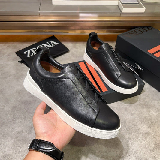 Tênis Zegna Triple Stitch Sneakers SecondSkin Black