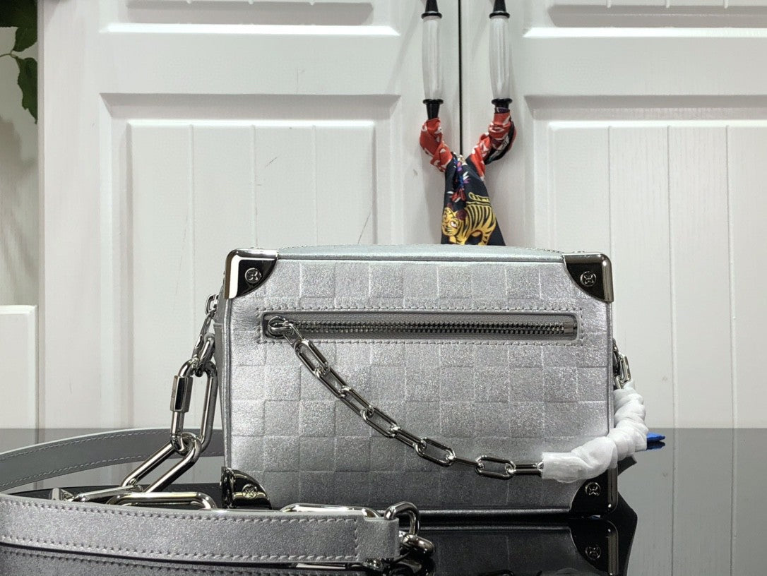 Lv Mini Soft Trunk Glitter Silver