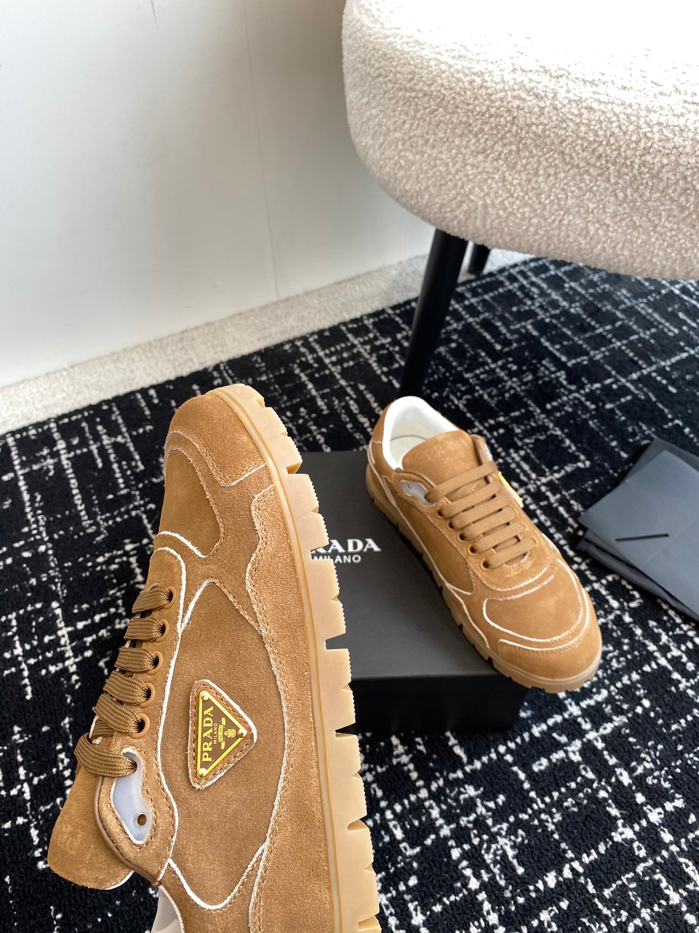 Prada Trail faded suede sneakers