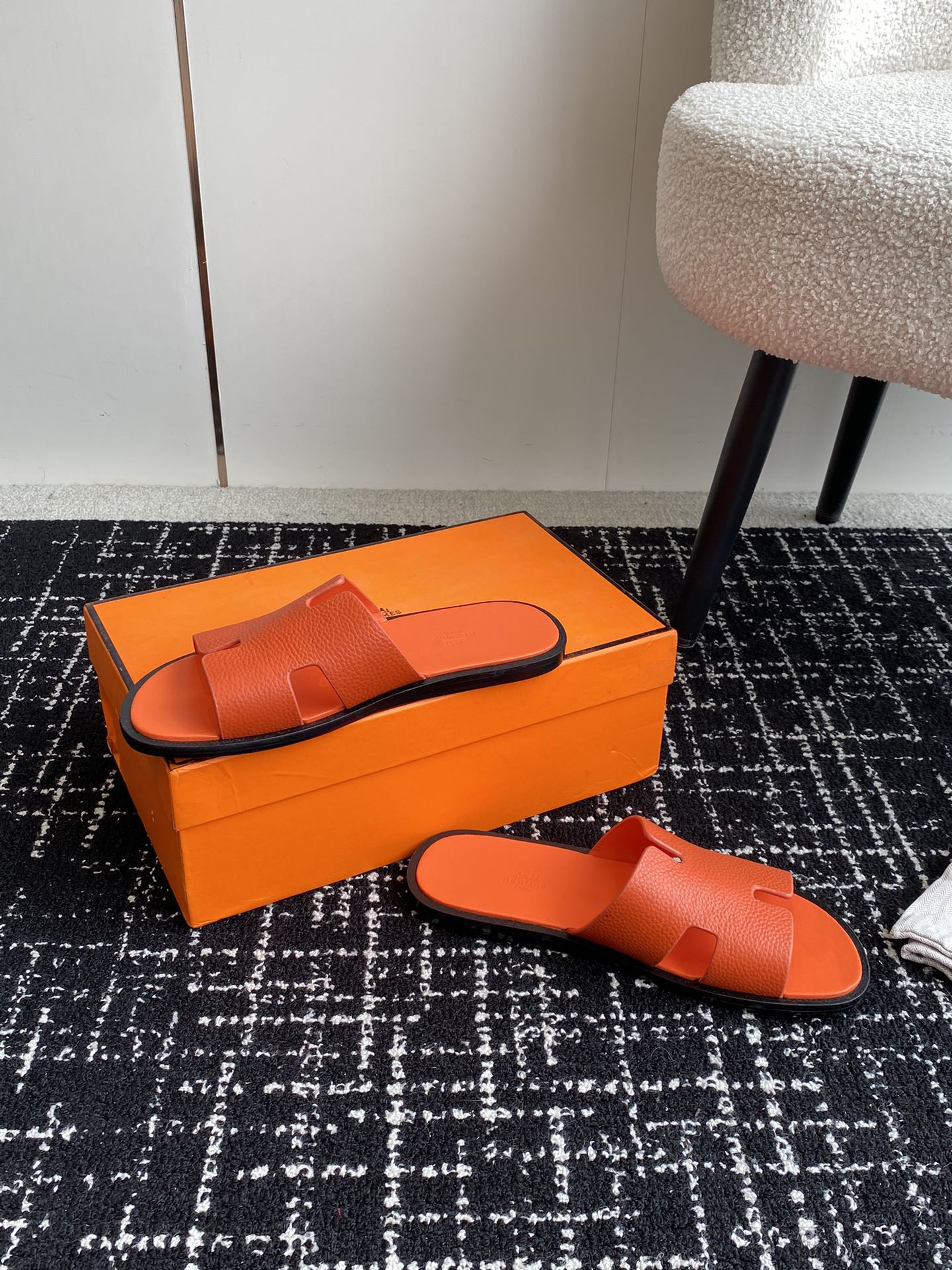 Hermes Izmir Sandal Marine Orange Epsom Leather