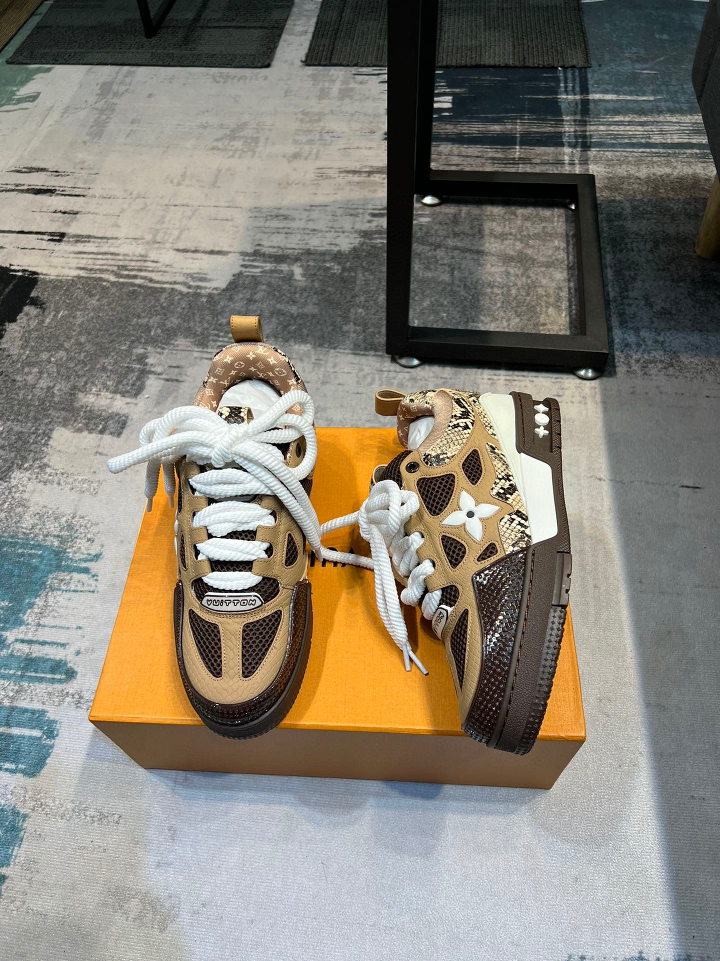 Skate Sneaker Brown Snakeskin