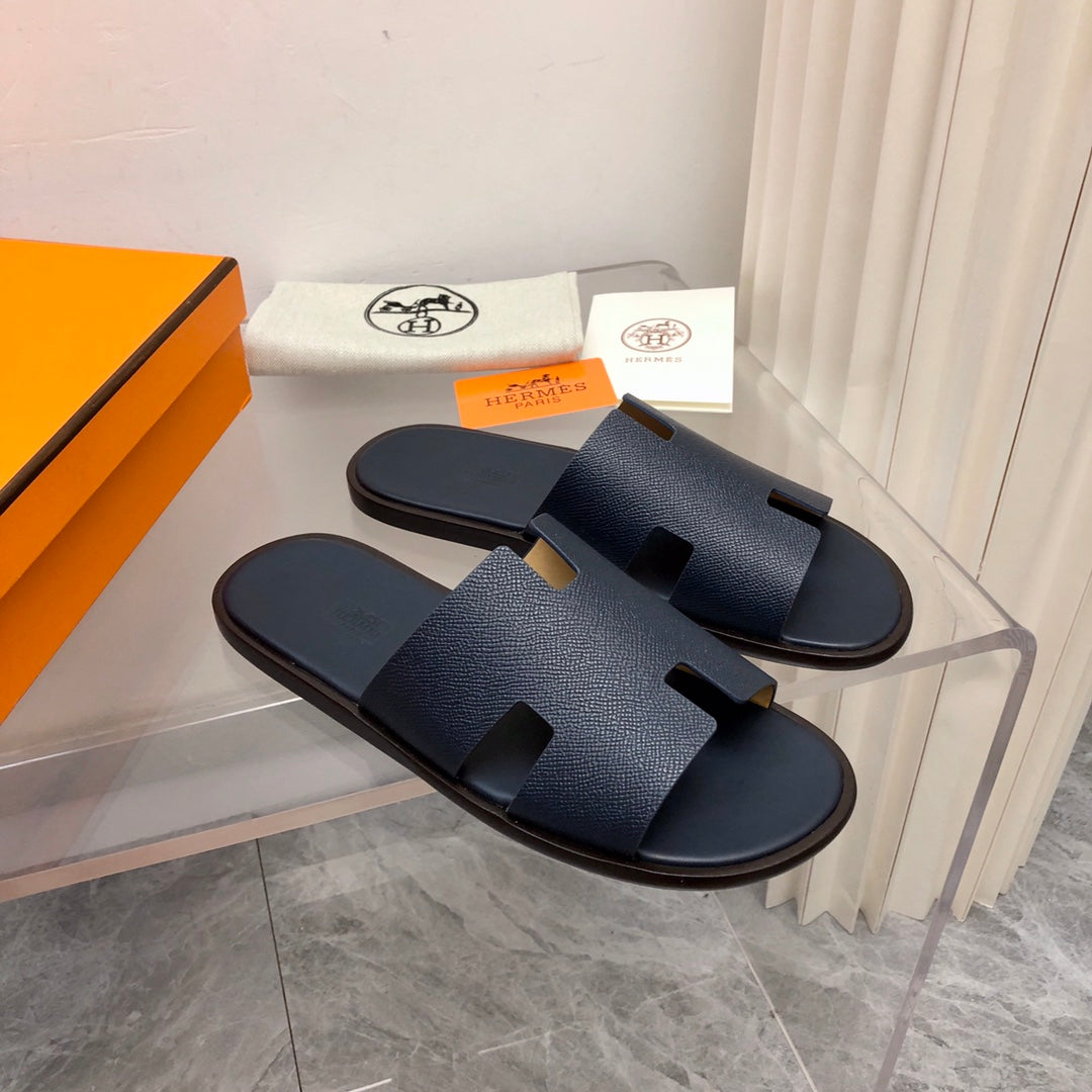 Hermes Izmir Sandal Noir Smooth Calfskin Leather