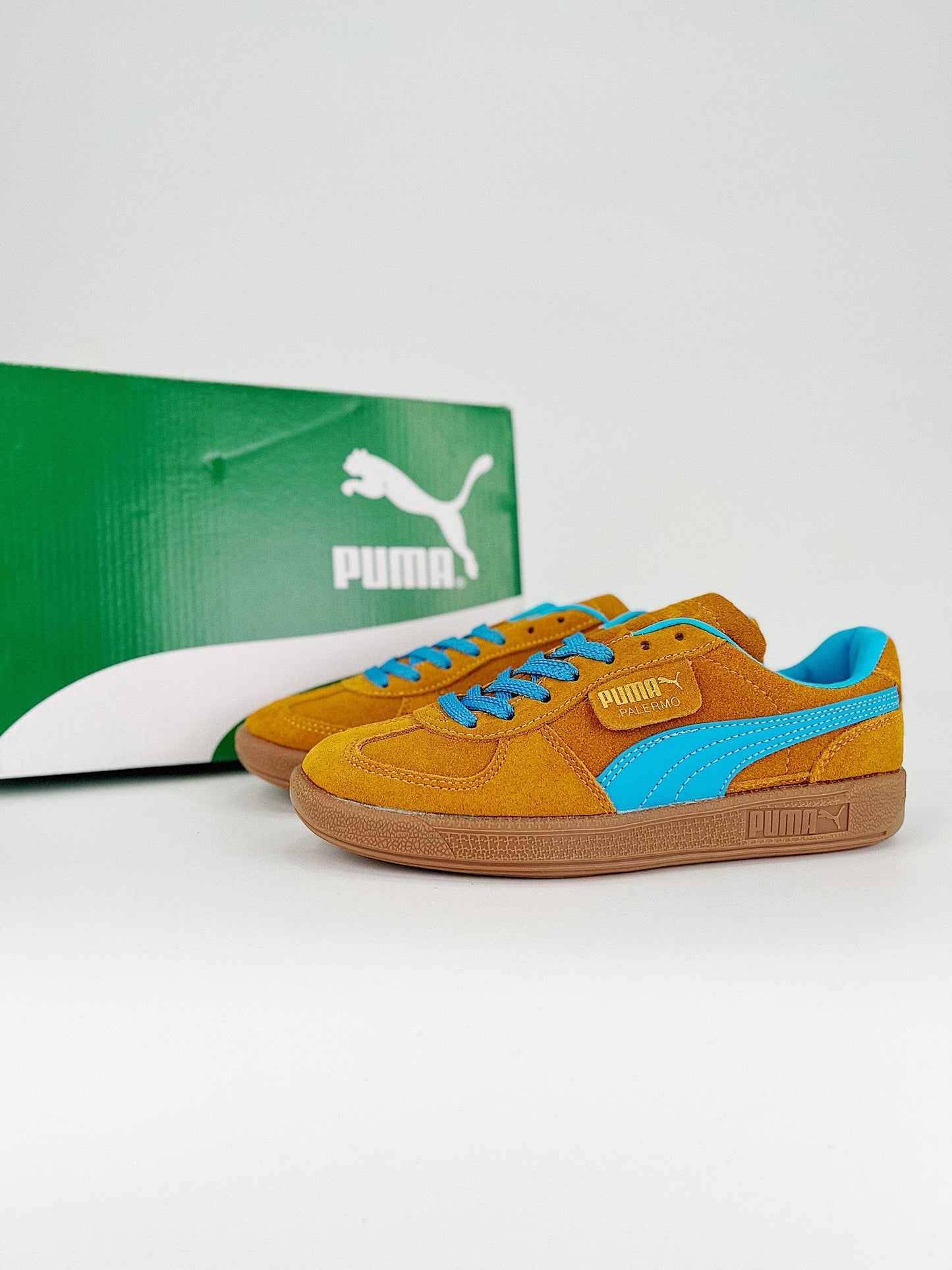 Puma Palermo Dark Cheddar Bright Aqua Orange Gold