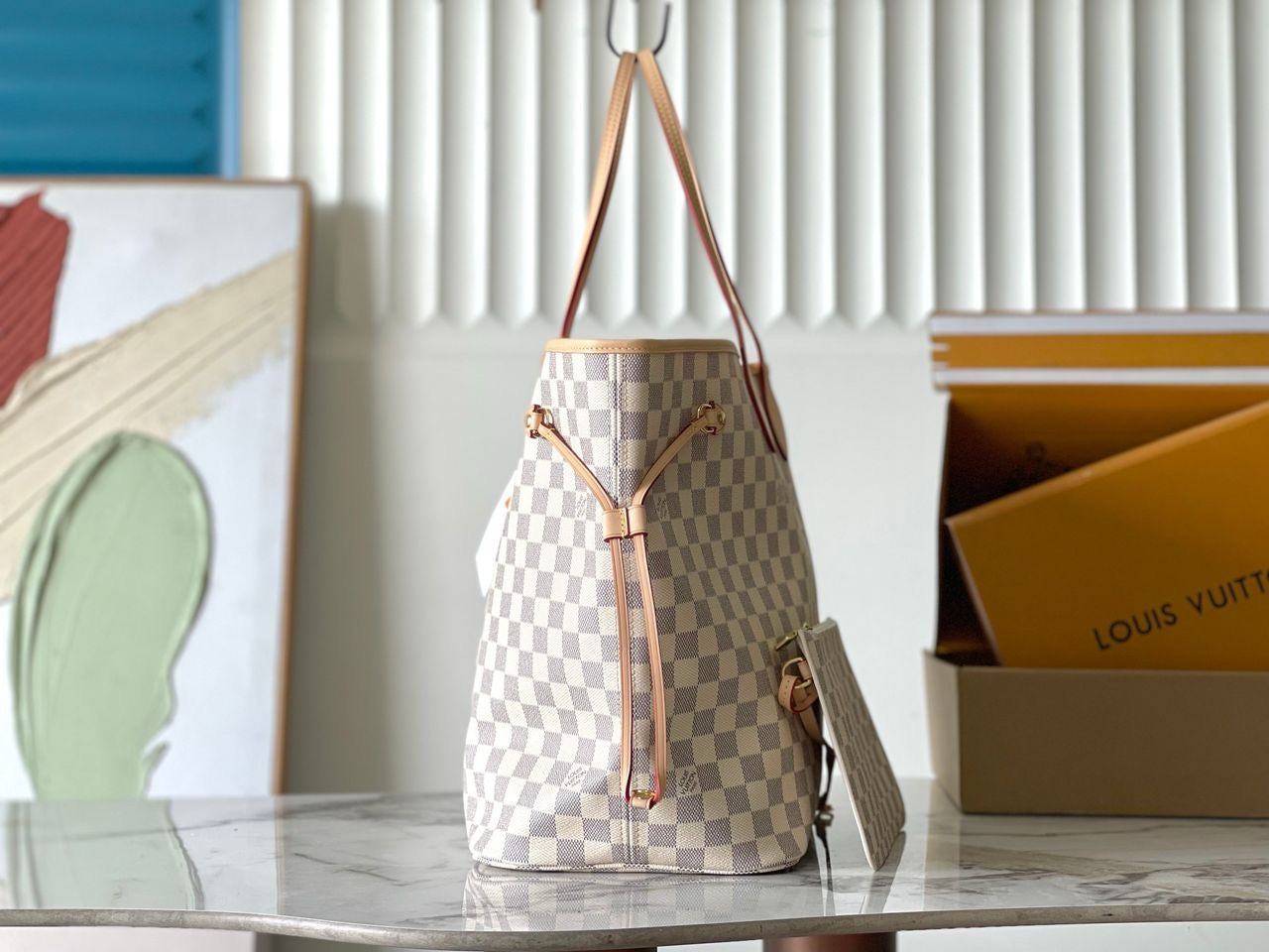 Neverfull Damier Azur PM Beige Lining