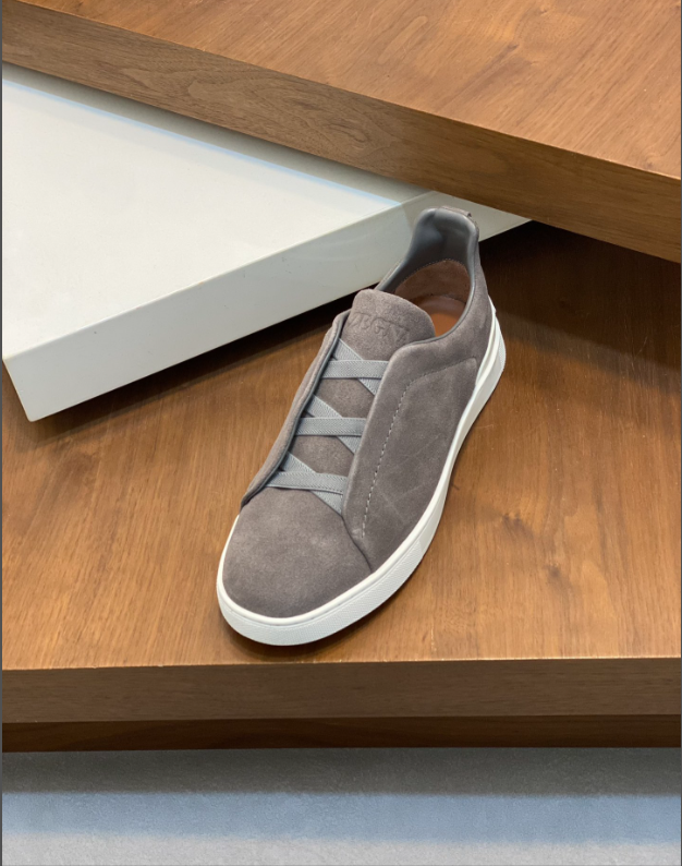 Tênis Zegna Triple Stitch Suede Sneakers Grey