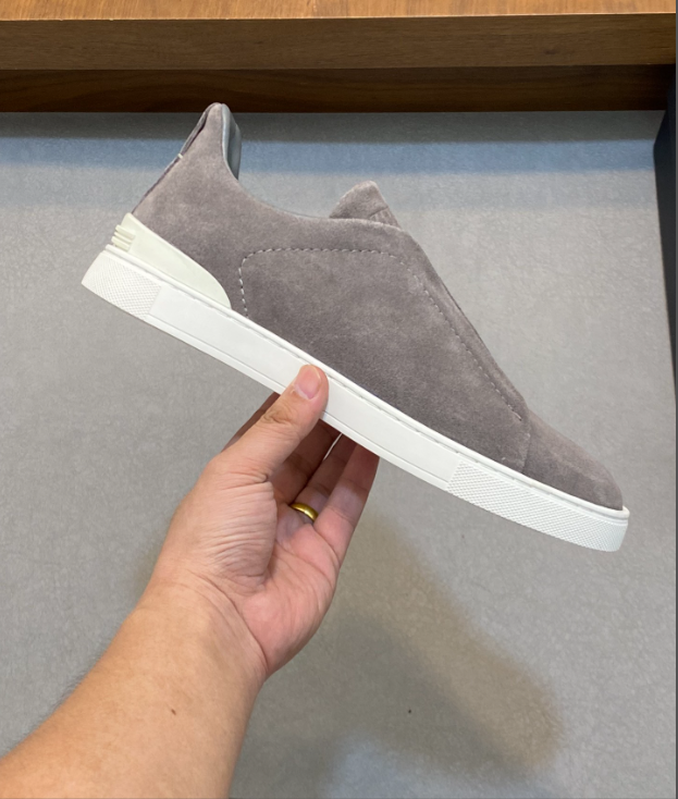 Tênis Zegna Triple Stitch Suede Sneakers Grey