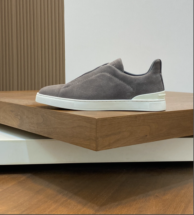 Tênis Zegna Triple Stitch Suede Sneakers Grey