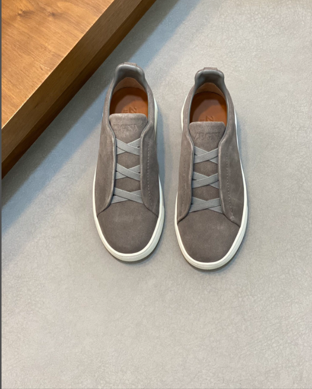 Tênis Zegna Triple Stitch Suede Sneakers Grey