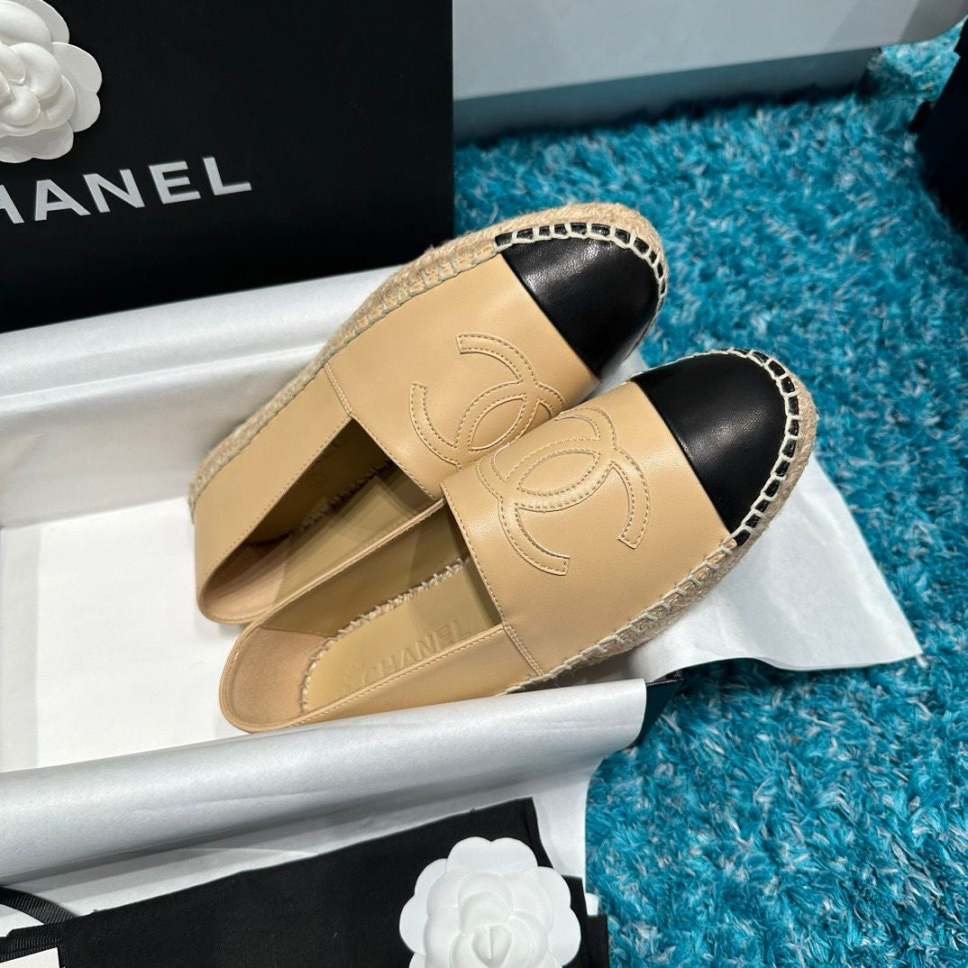 Espadrilles Chanel Lambskin Beige & Black