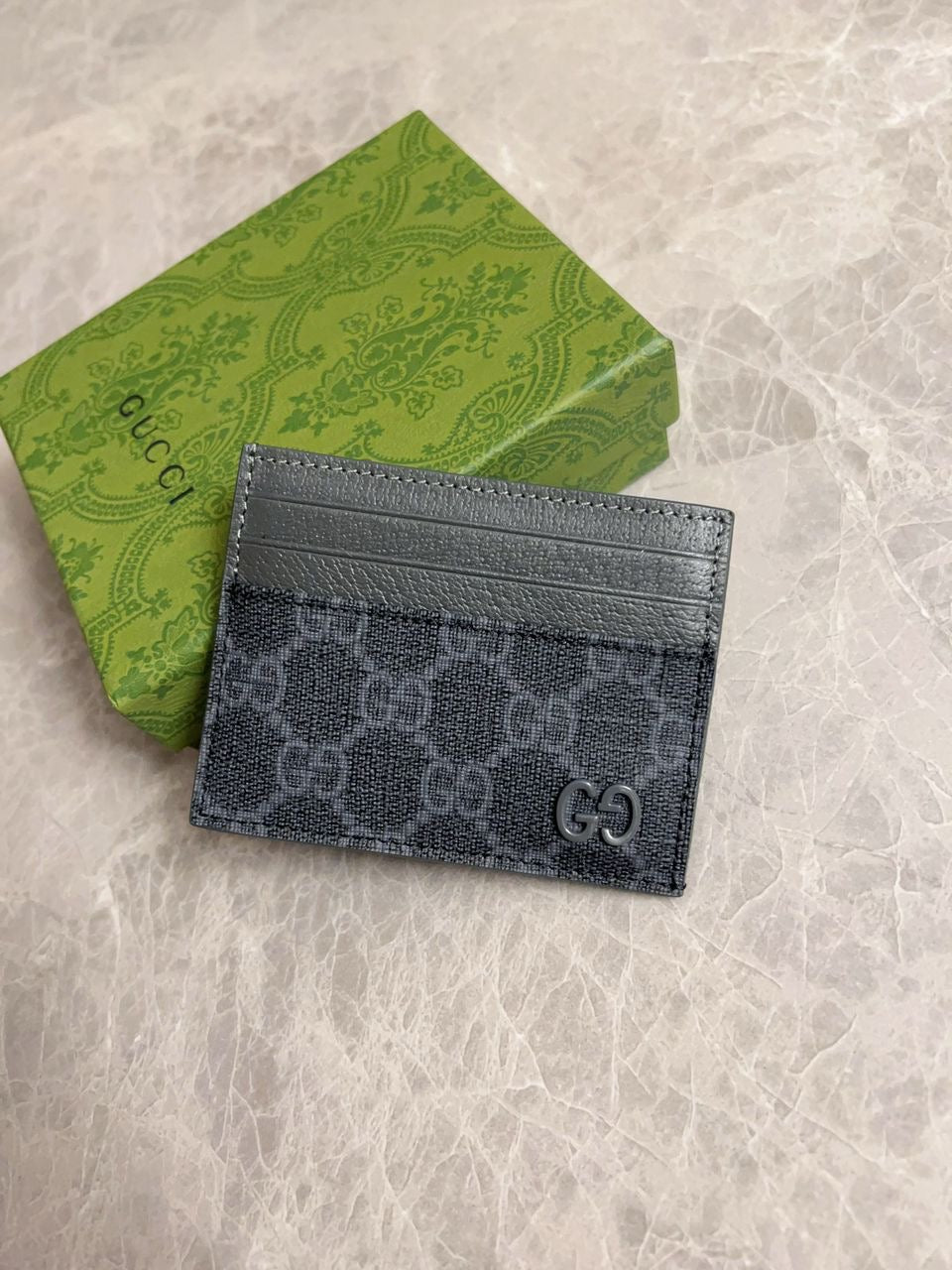 Gucci GG Card Case Detail In Black GG Supreme