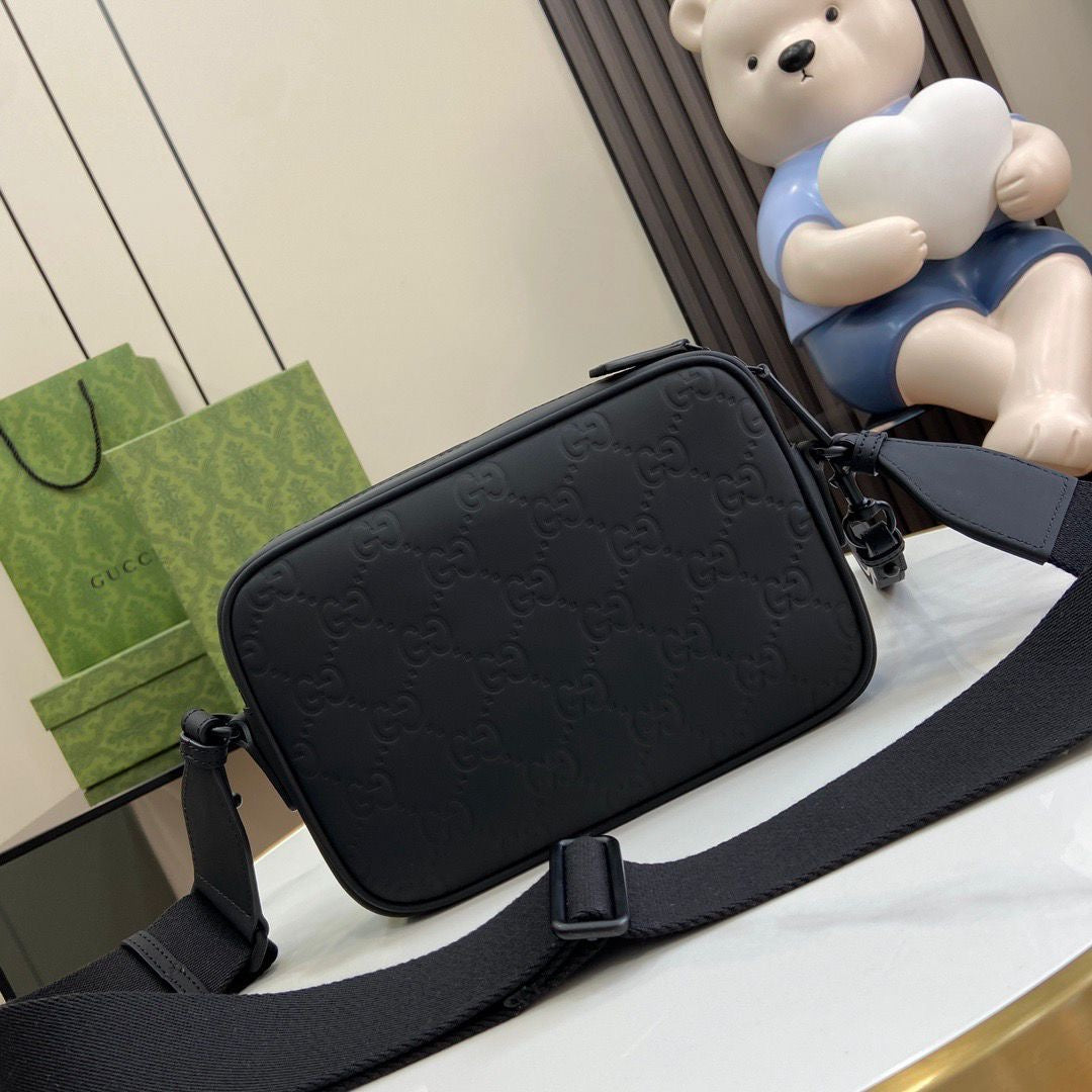 Gucci GG Rubber Effect Crossbody Bag Black