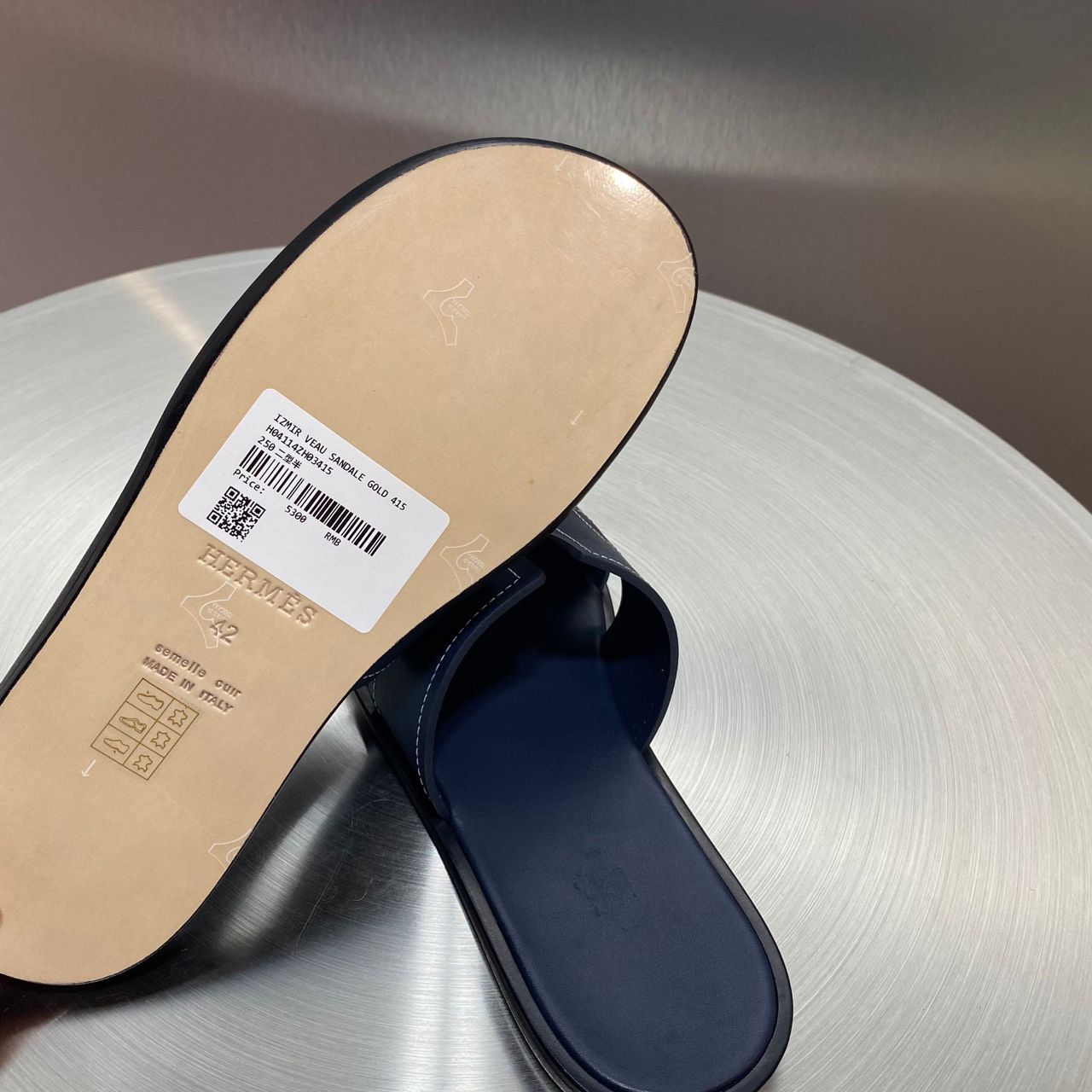 Hermes Izmir Sandal Marine Epson Leather