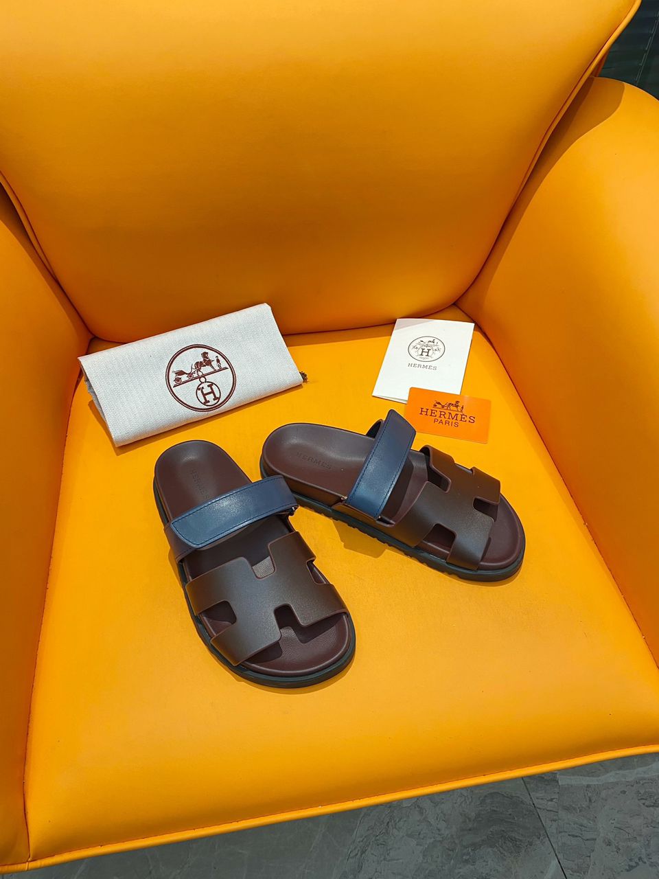 Hermes Chypre Sandal Marron Mahogany / Marine