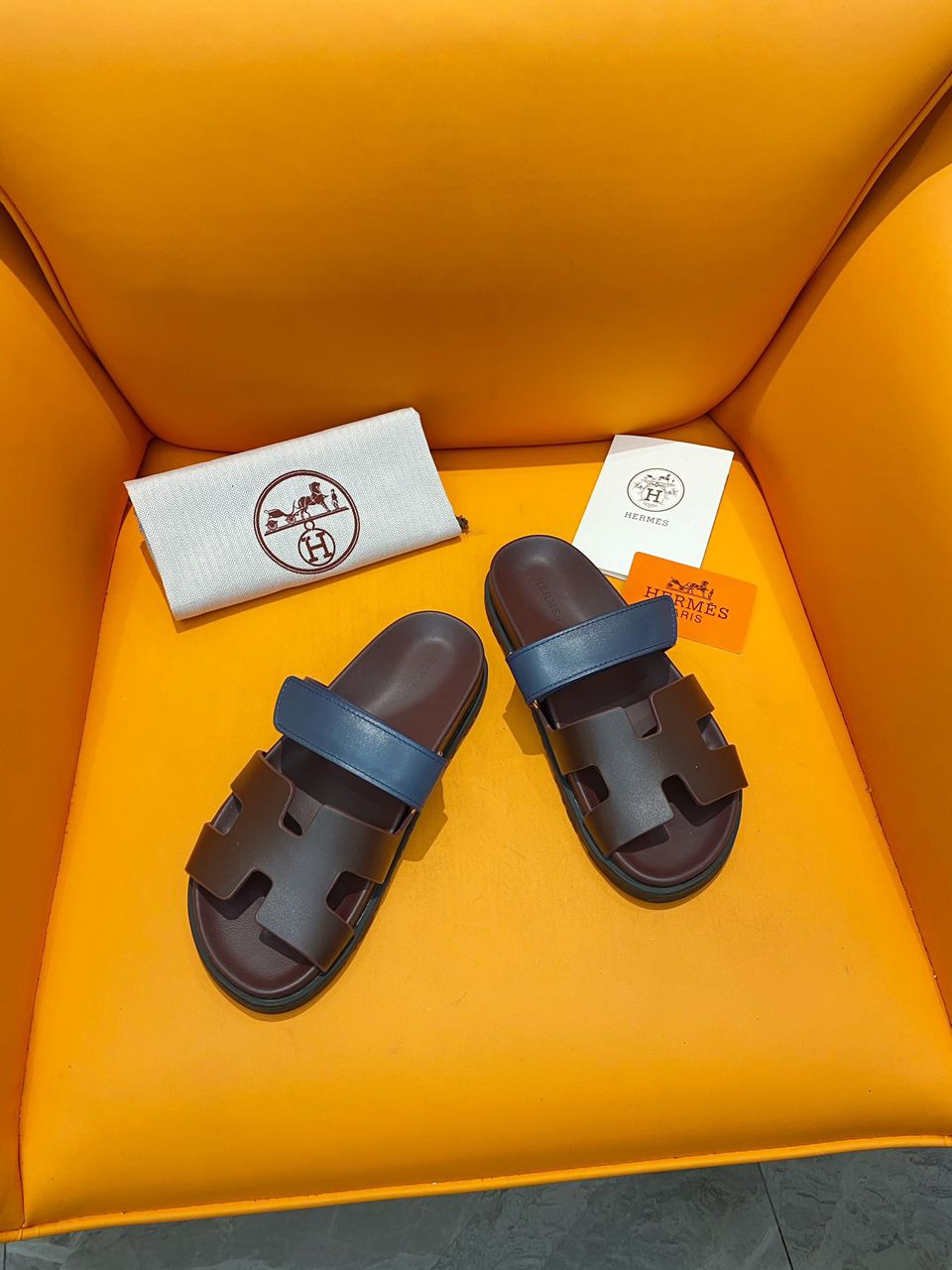 Hermes Chypre Sandal Marron Mahogany / Marine