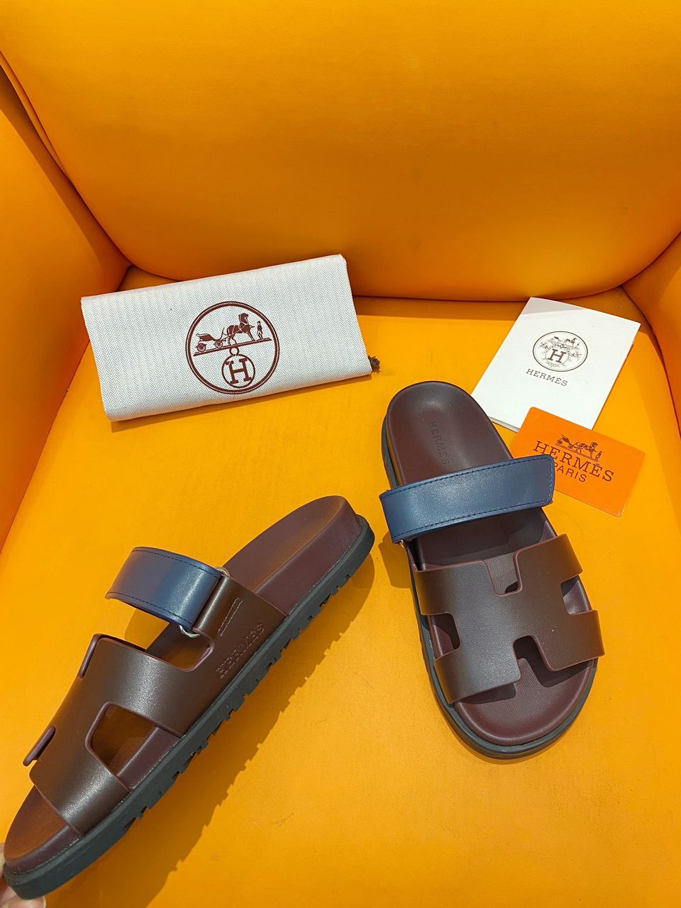 Hermes Chypre Sandal Marron Mahogany / Marine