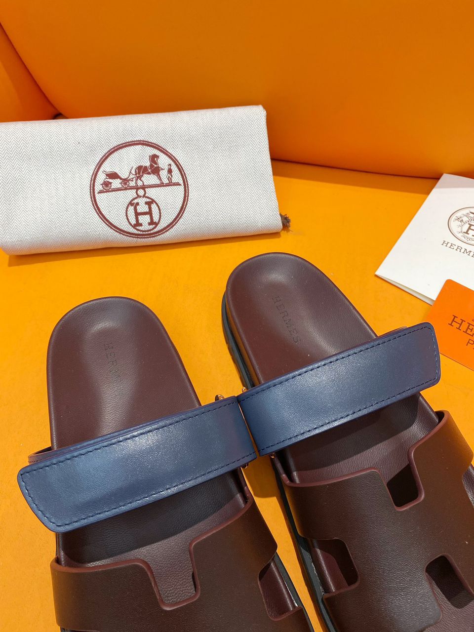 Hermes Chypre Sandal Marron Mahogany / Marine