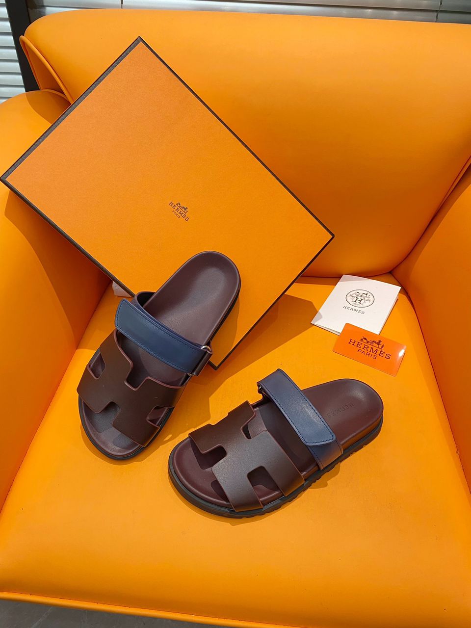 Hermes Chypre Sandal Marron Mahogany / Marine