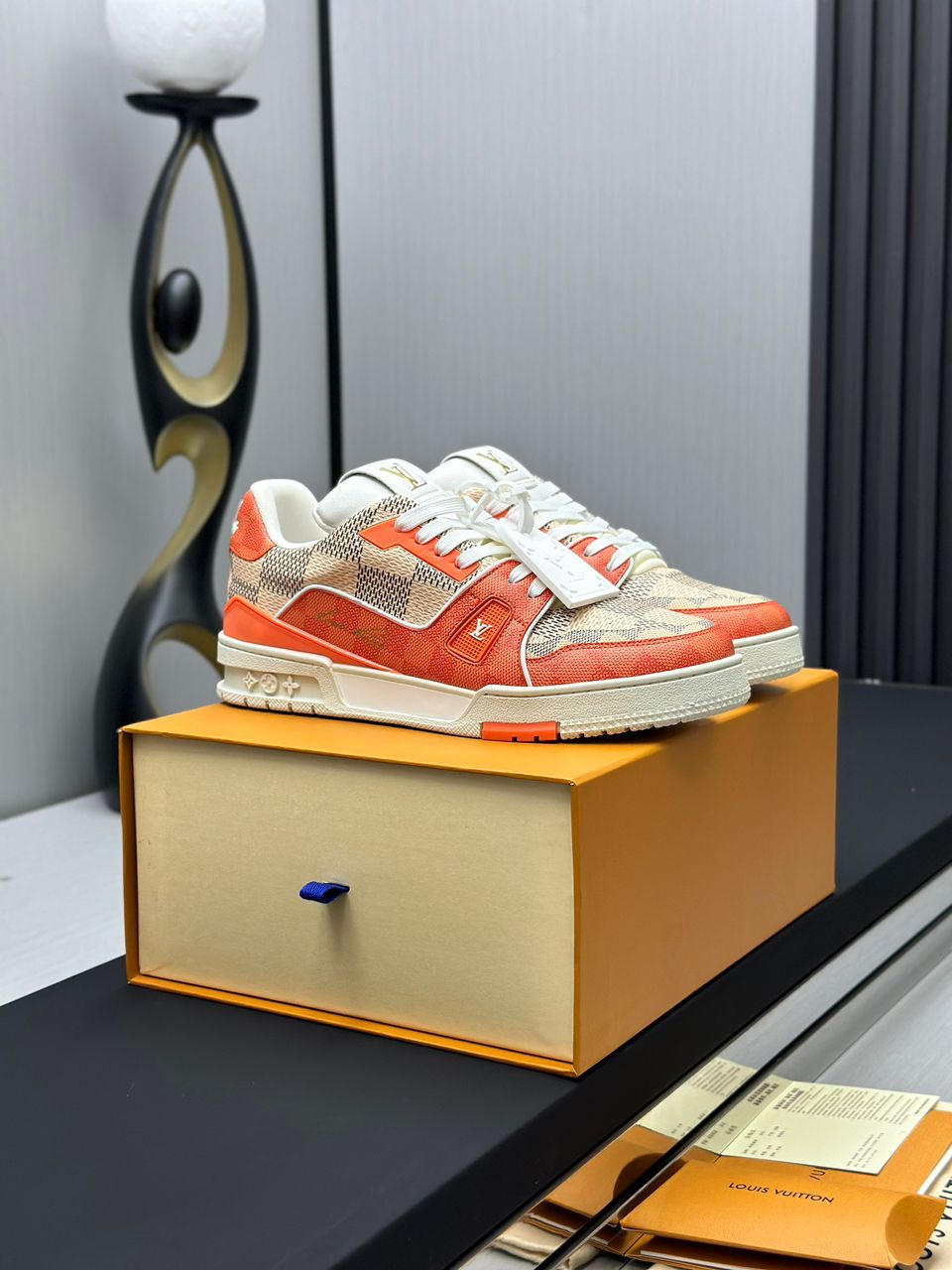 Lv Trainer Damier White Orange