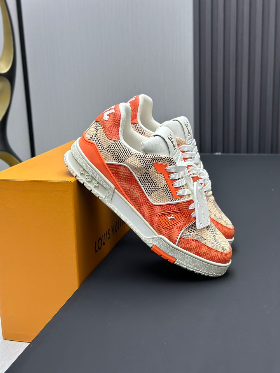 Lv Trainer Damier White Orange