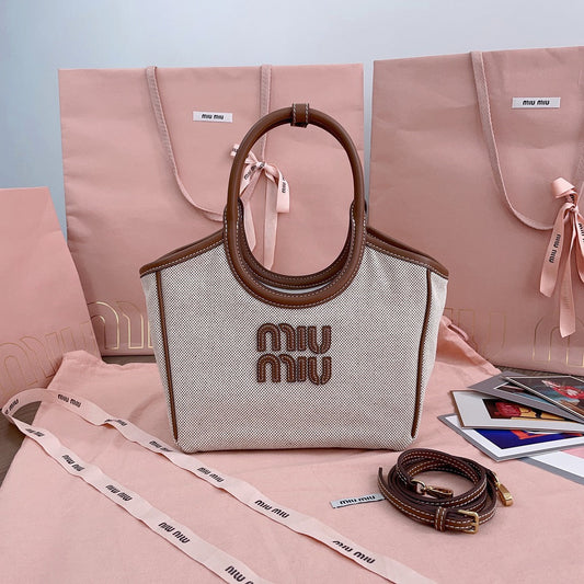 Miu Miu - Bolsa Tote Ivy - Mulher - canvas/couro